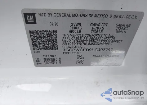 2020 Chevrolet Silverado 2Wd Short Bed Lt from USA, damaged, VIN 3GCPWCED9LG397797